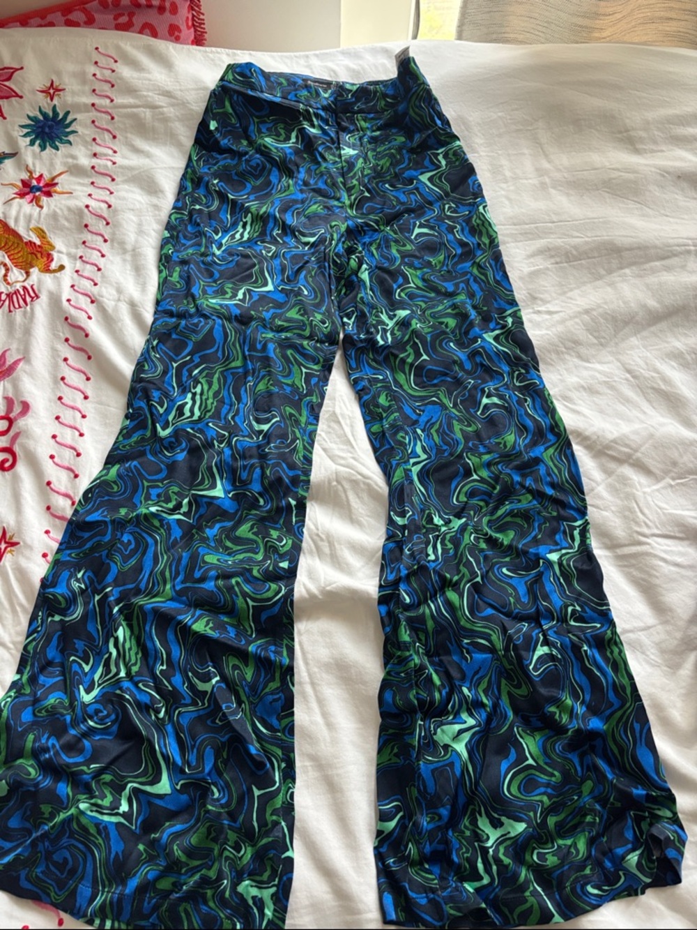stradivarius Blue and Green Swirl Jumpsuit